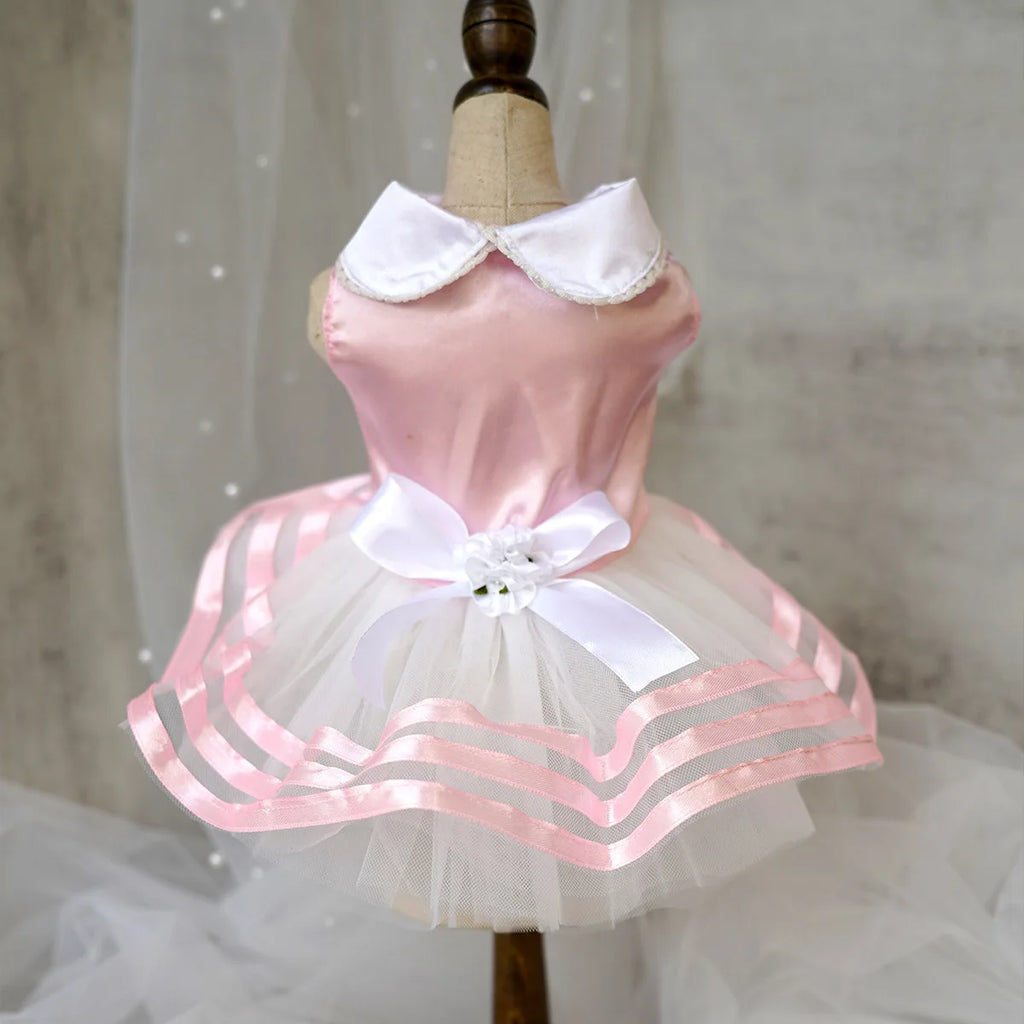 Vestido de algodón con falda para perros pequeños