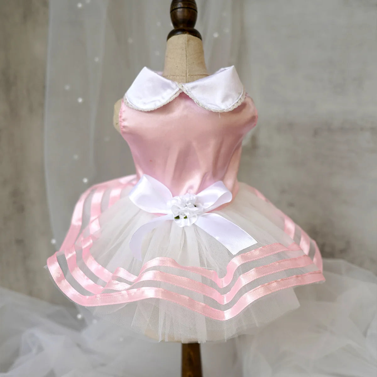 Vestido de algodón con falda para perros pequeños
