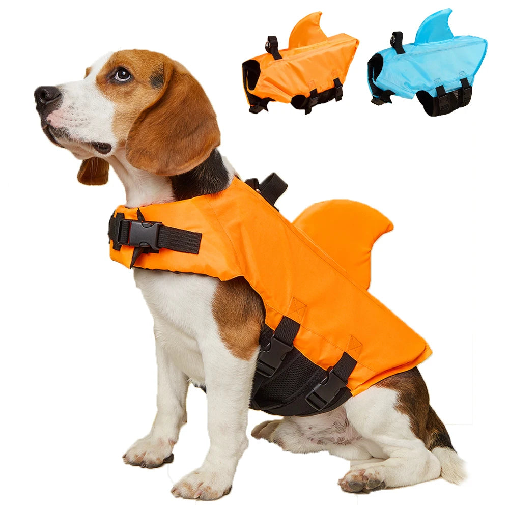Chaleco de flotación para perros con diseño de tiburón