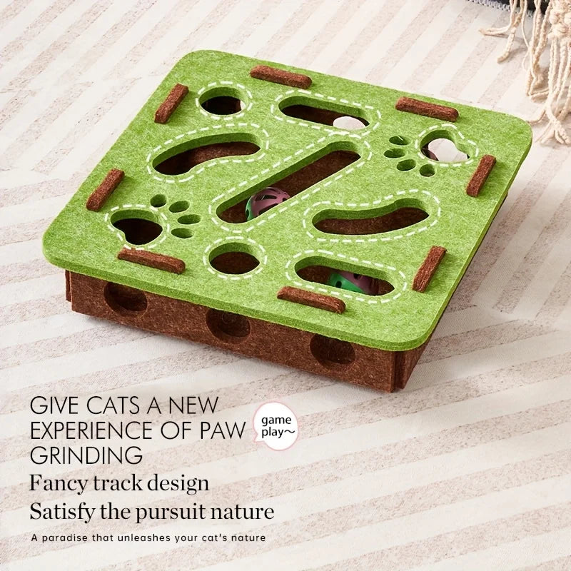 Laberinto de fieltro para gatos con pelota y cascabel