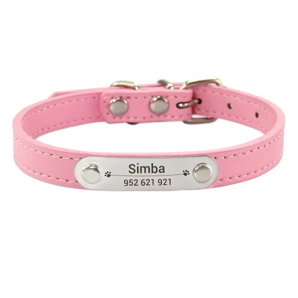 Collar para perros con placa grabable y cinco posiciones