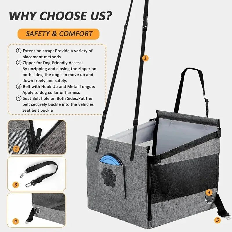 Asiento transportador para perros con malla de ventilación