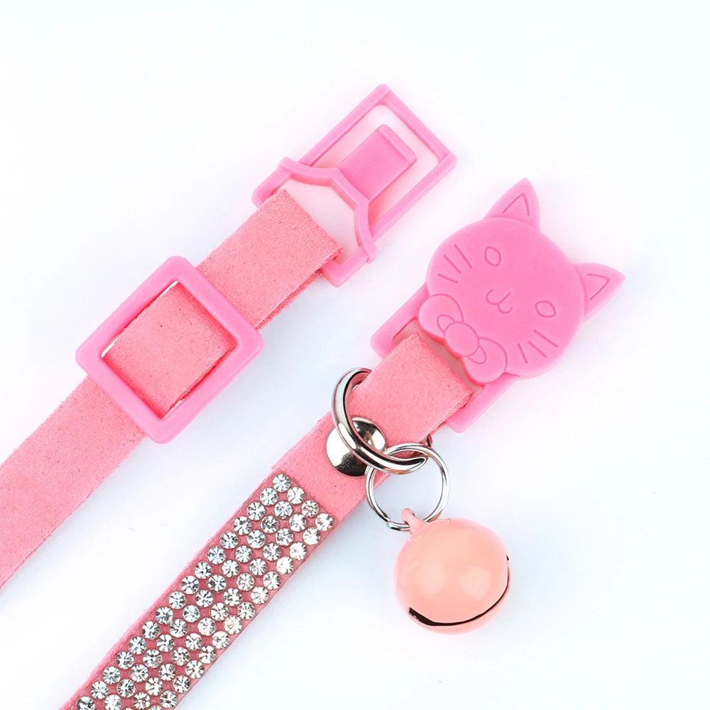 Collar para gatos con strass, cascabel y cierre de seguridad