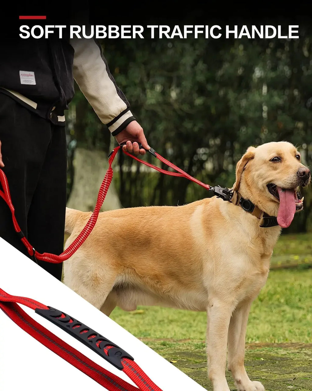 Correa táctica elástica para perros con mosquetón metálico