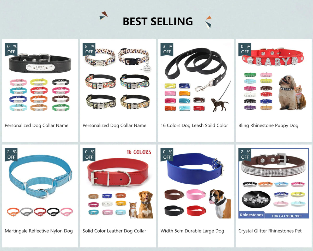 Collar para perros con placa grabable y cinco posiciones