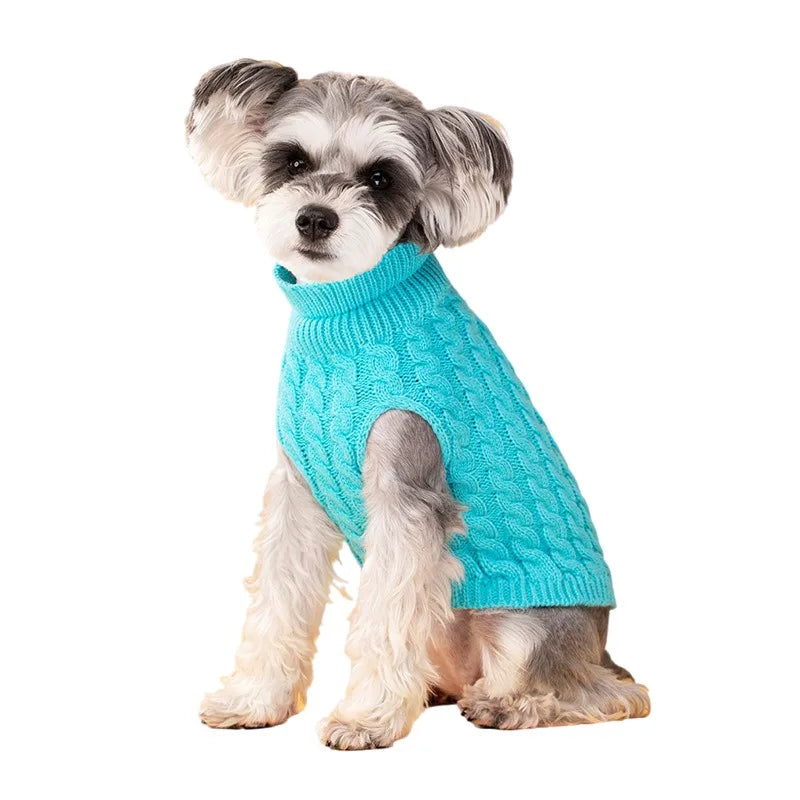Suéter tejido de cuello alto para perros pequeños y gatos