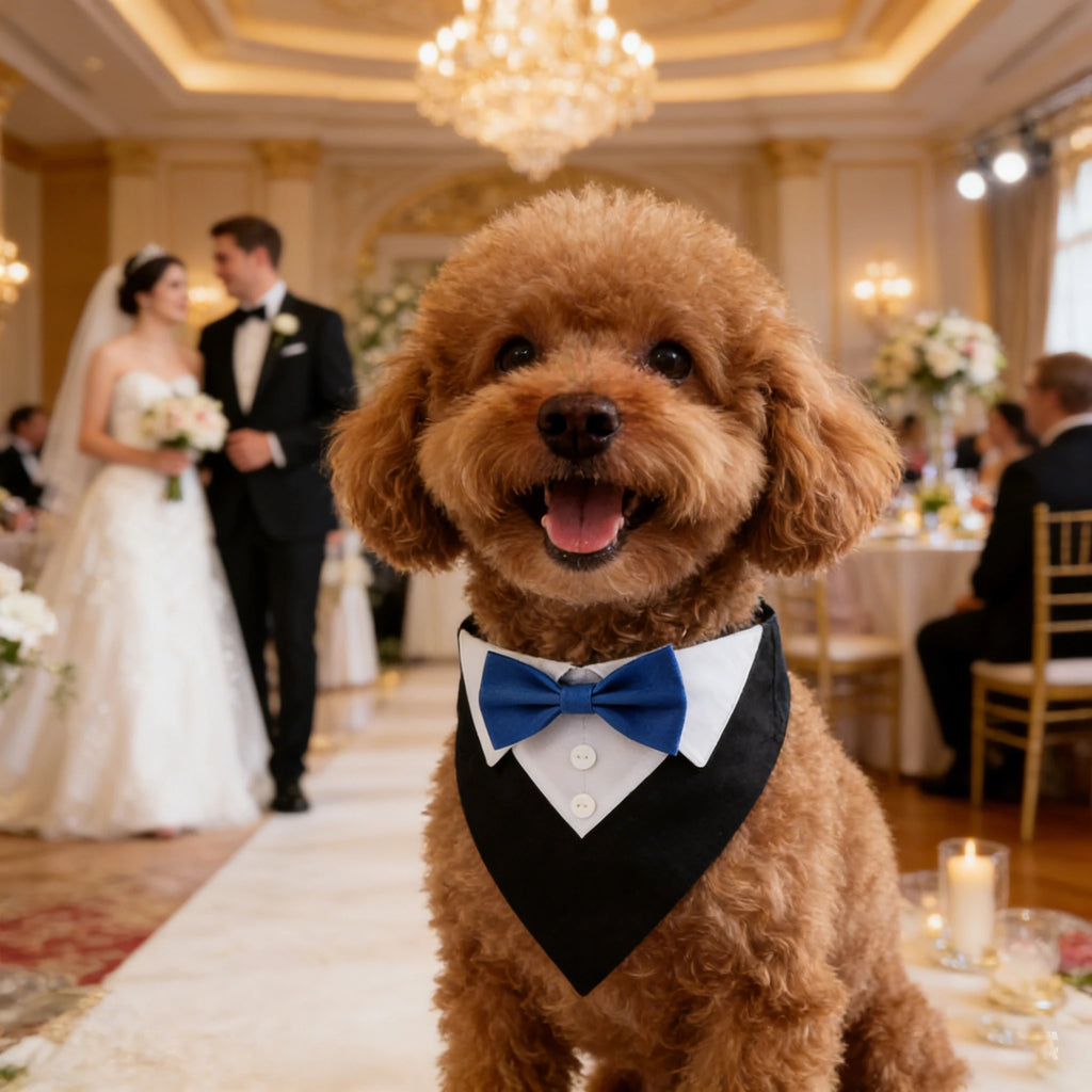 Bandana de gala para mascotas con moño ajustable