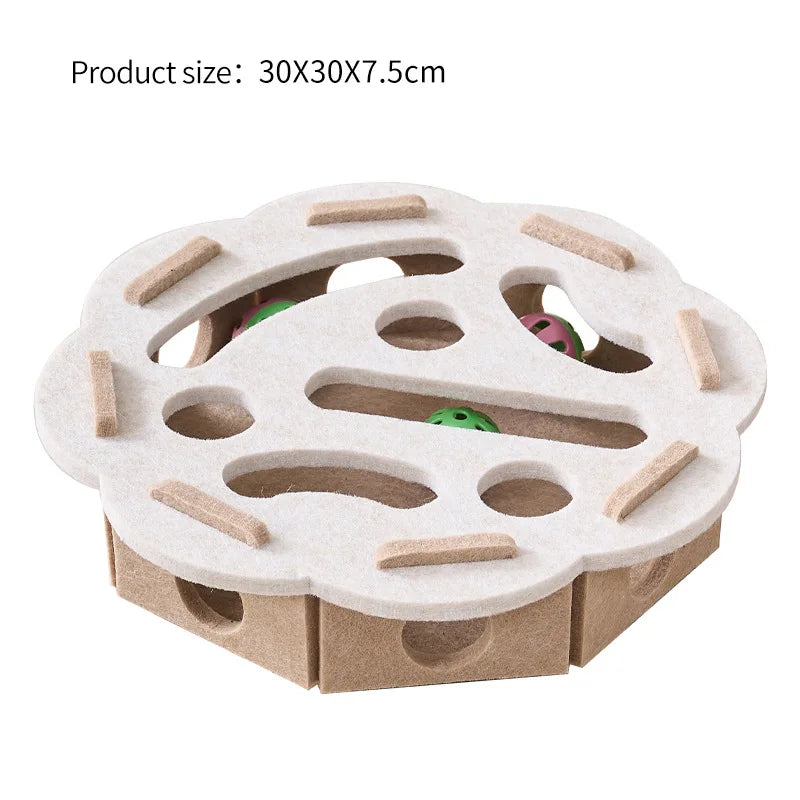 Laberinto de fieltro para gatos con pelota y cascabel