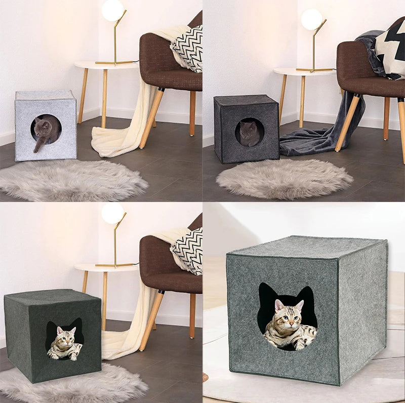 Cueva plegable de fieltro para gatos