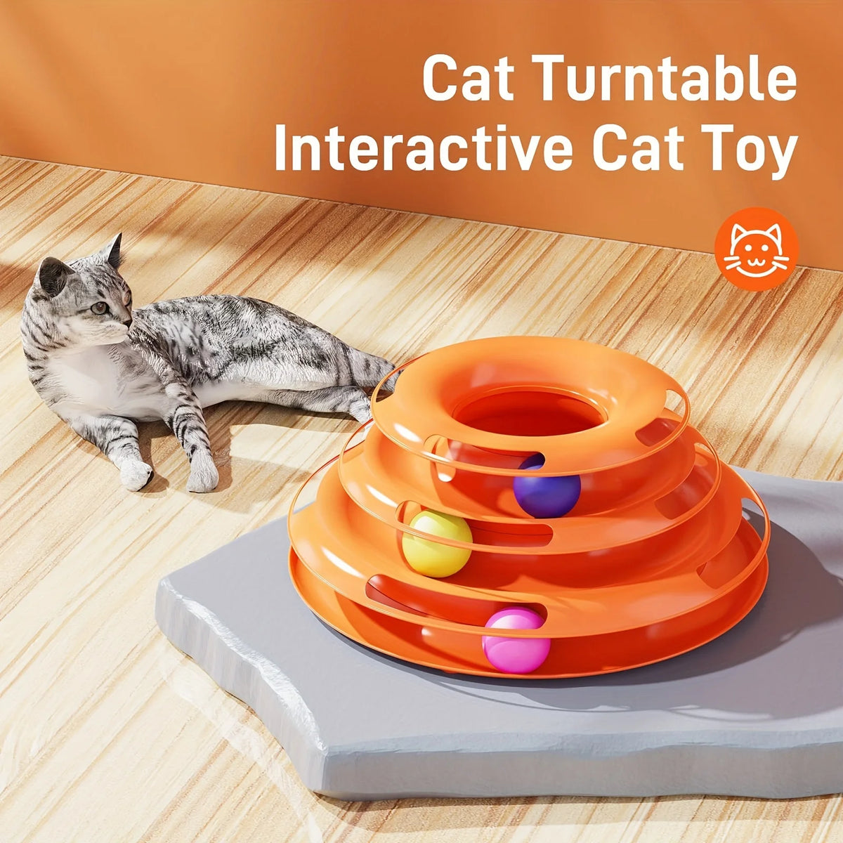 Torre de juego para gatos con pelotas y tres niveles