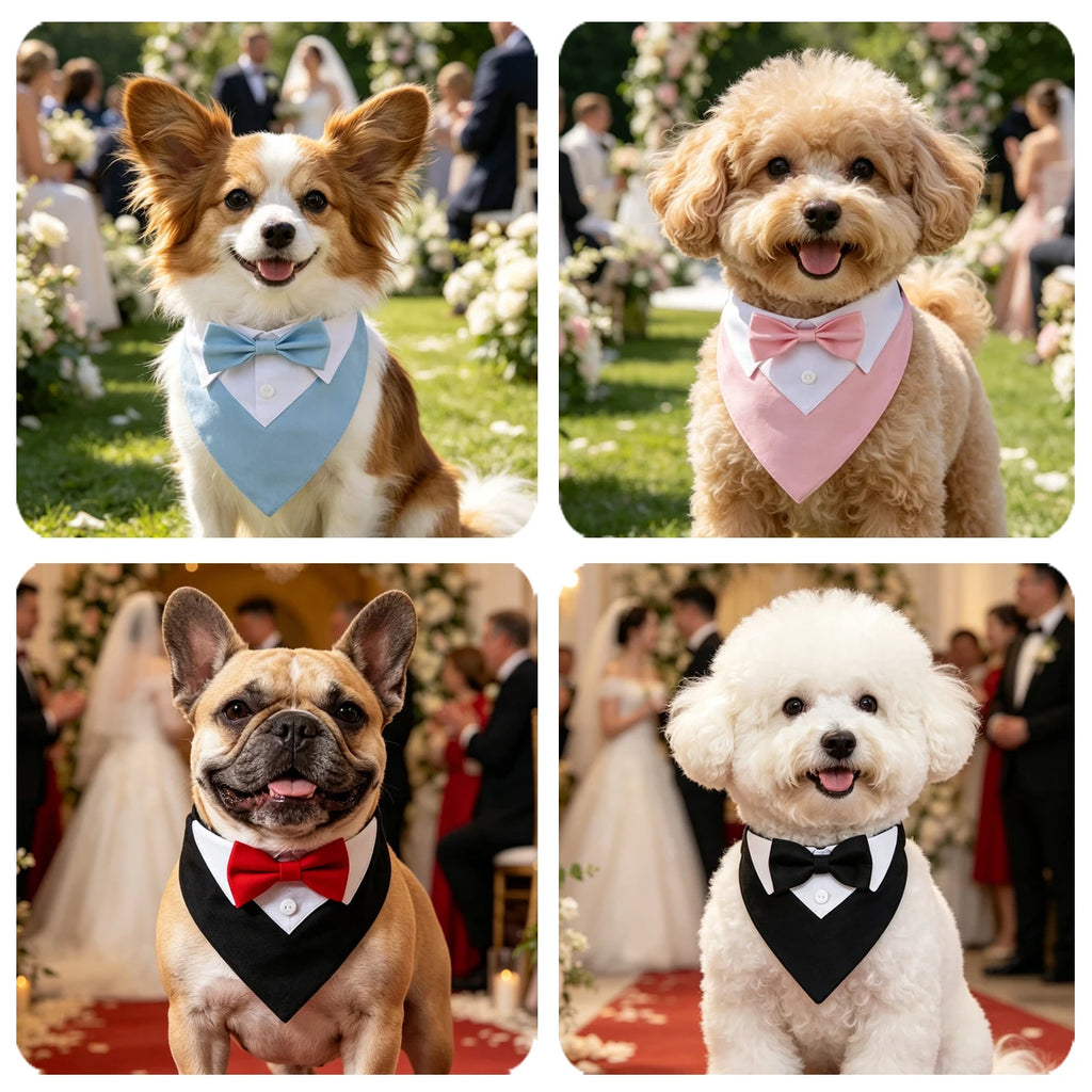Bandana de gala para mascotas con moño ajustable