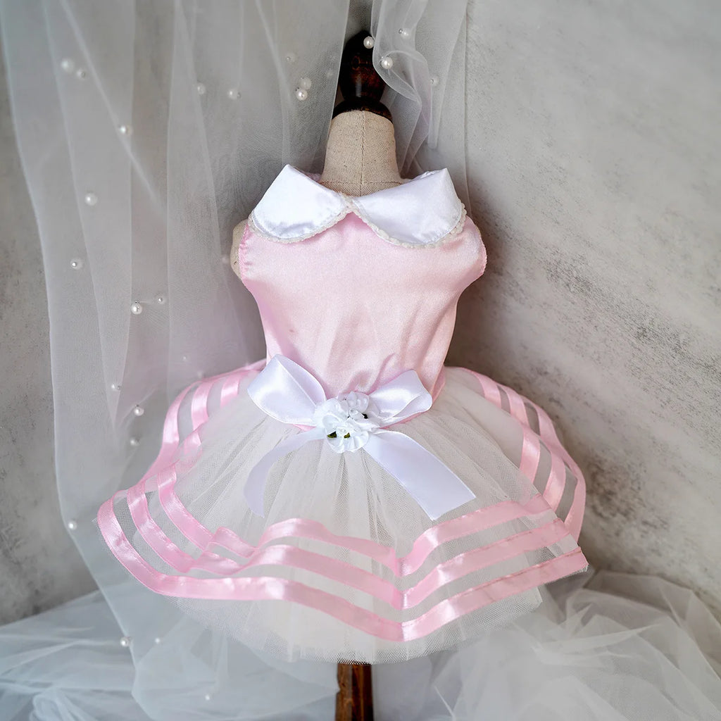 Vestido de algodón con falda para perros pequeños