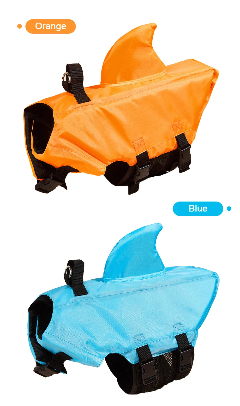 Chaleco de flotación para perros con diseño de tiburón