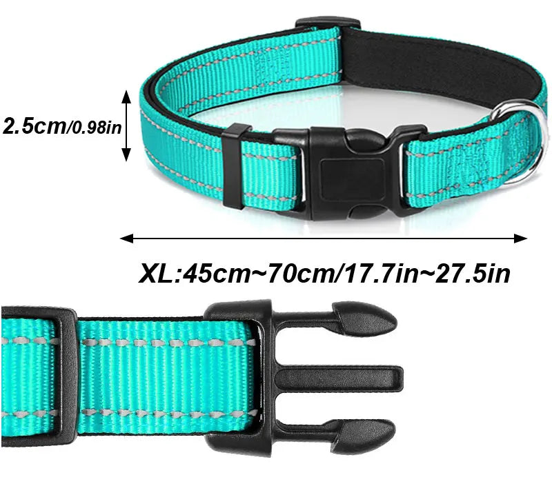 Collar reflectivo para perros con acolchado y doble argolla