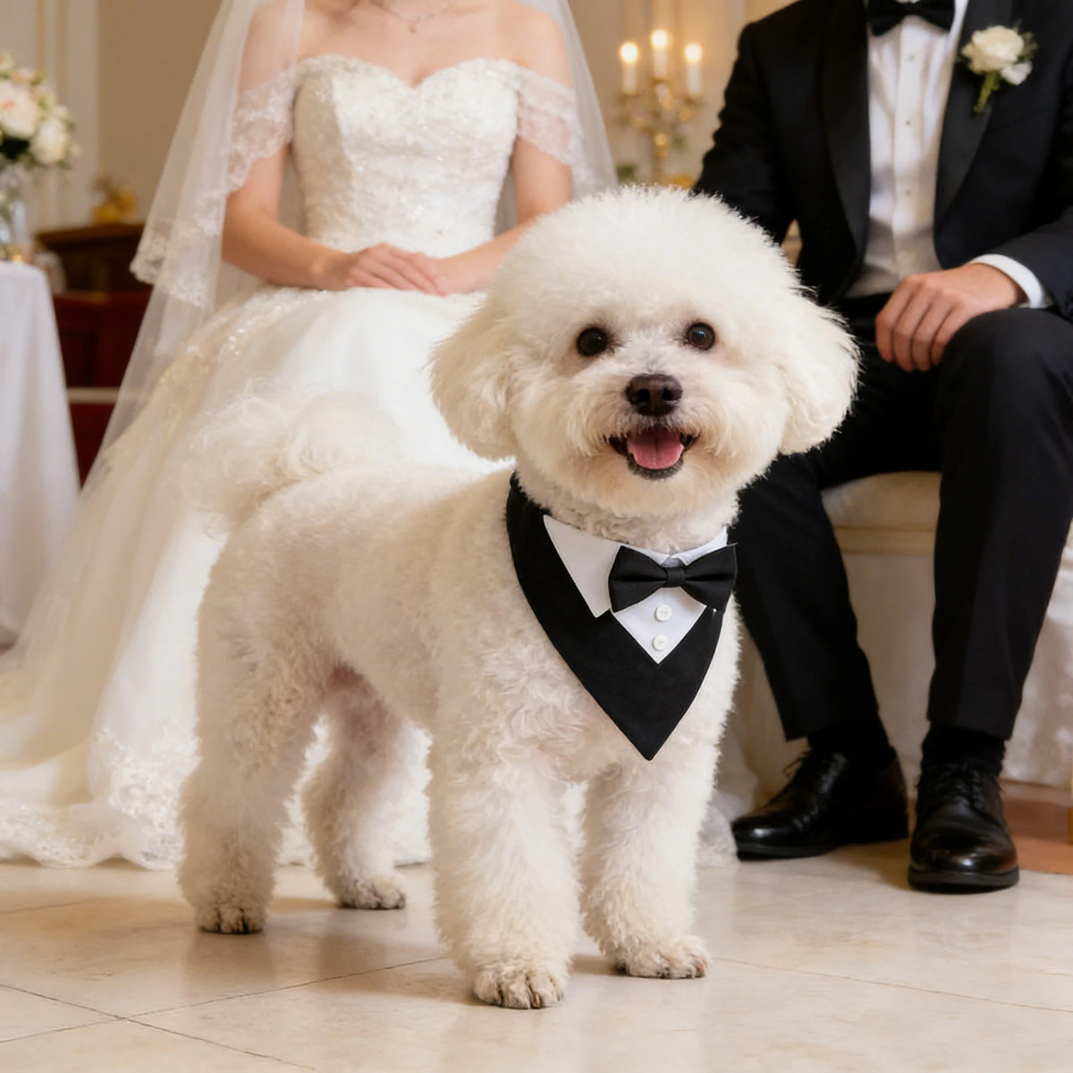 Bandana de gala para mascotas con moño ajustable