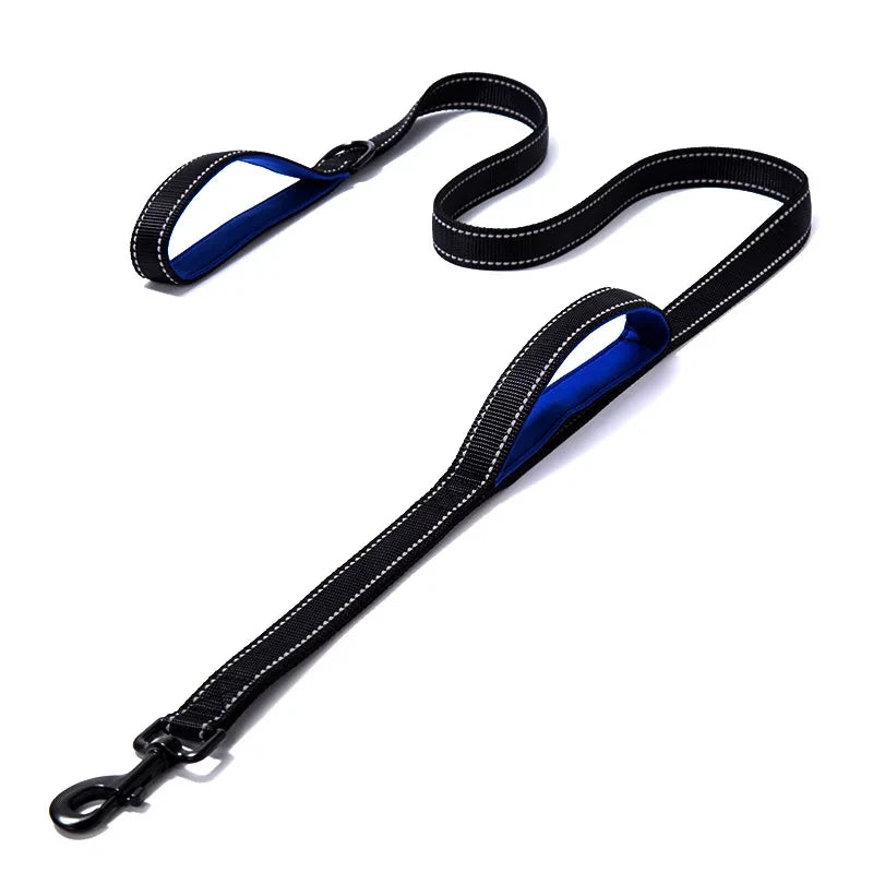 Correa de cinta para perros con doble manija de control