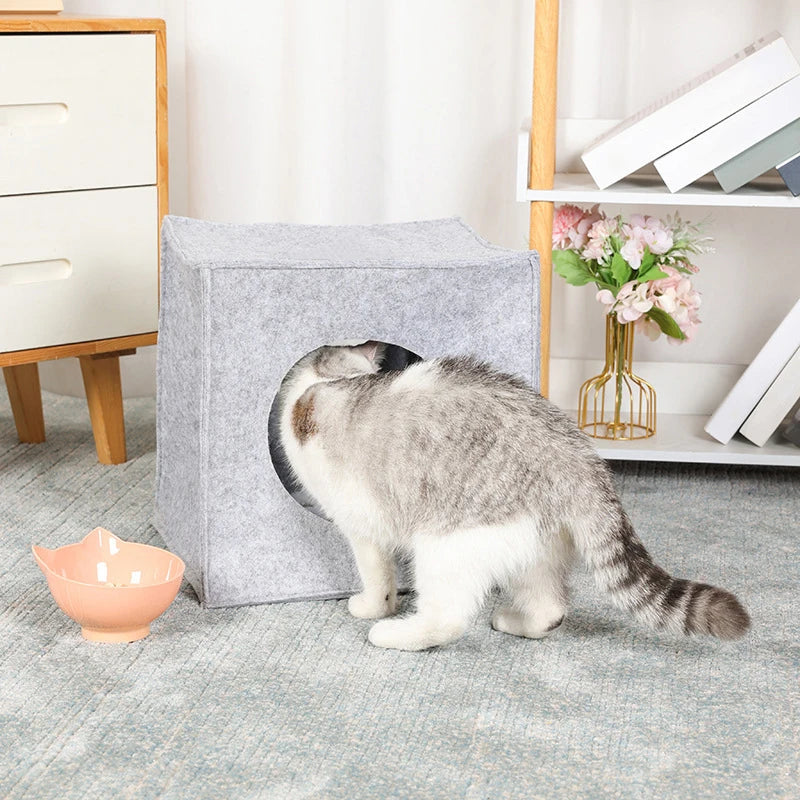 Cueva plegable de fieltro para gatos
