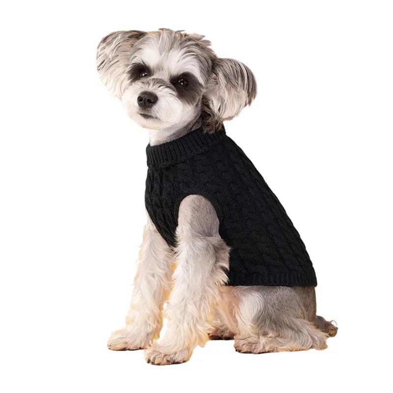 Suéter tejido de cuello alto para perros pequeños y gatos