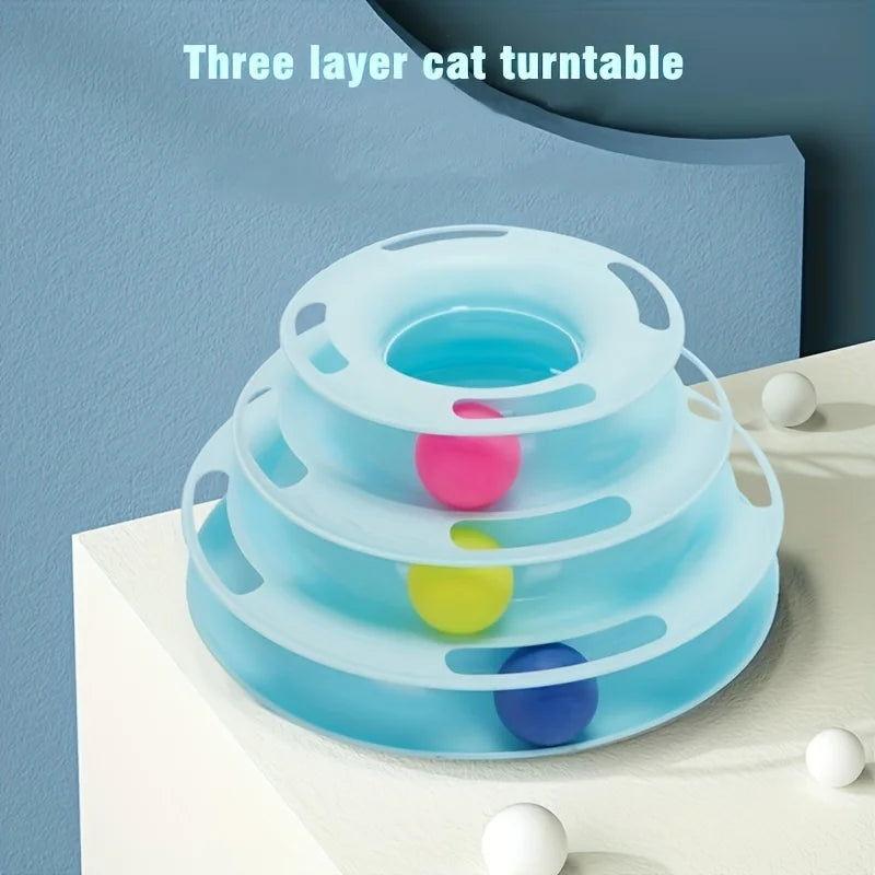 Torre de juego para gatos con pelotas y tres niveles
