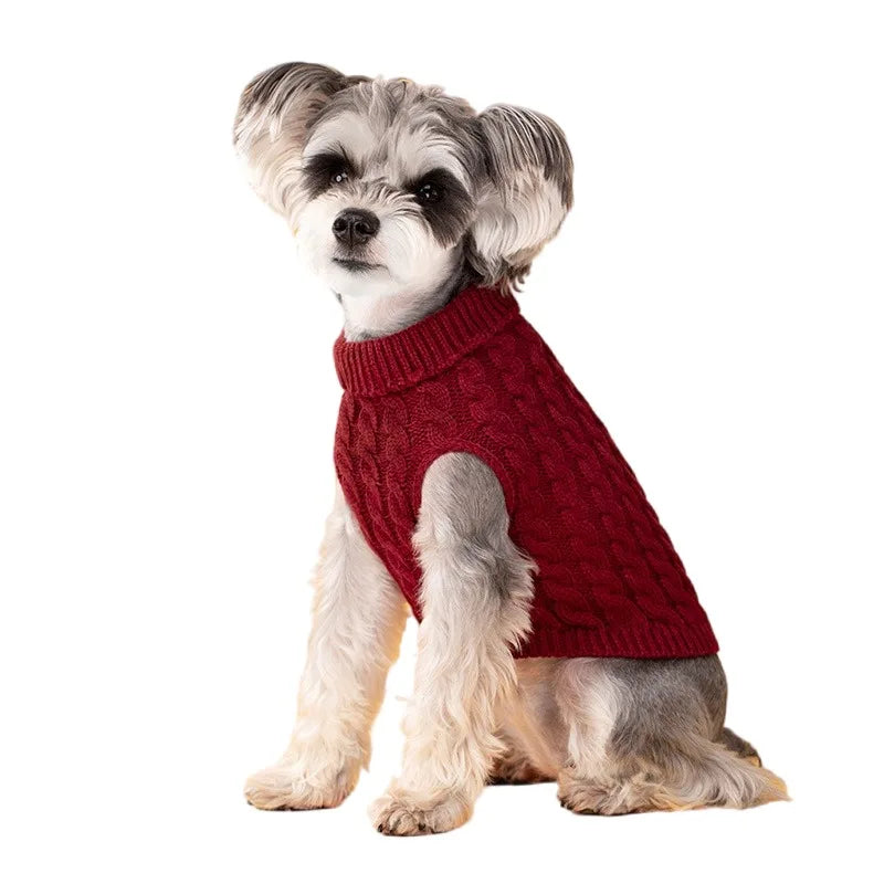 Suéter tejido de cuello alto para perros pequeños y gatos
