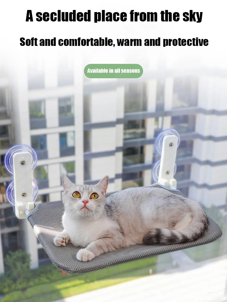 Hamaca plegable de ventana para gatos en malla o peluche