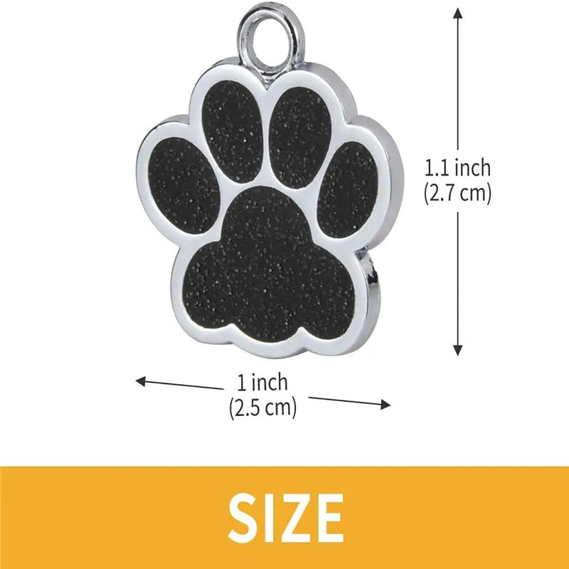Chapita grabable para mascotas con huella y brillo