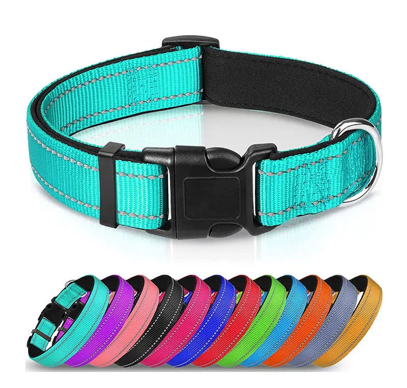 Collar reflectivo para perros con acolchado y doble argolla