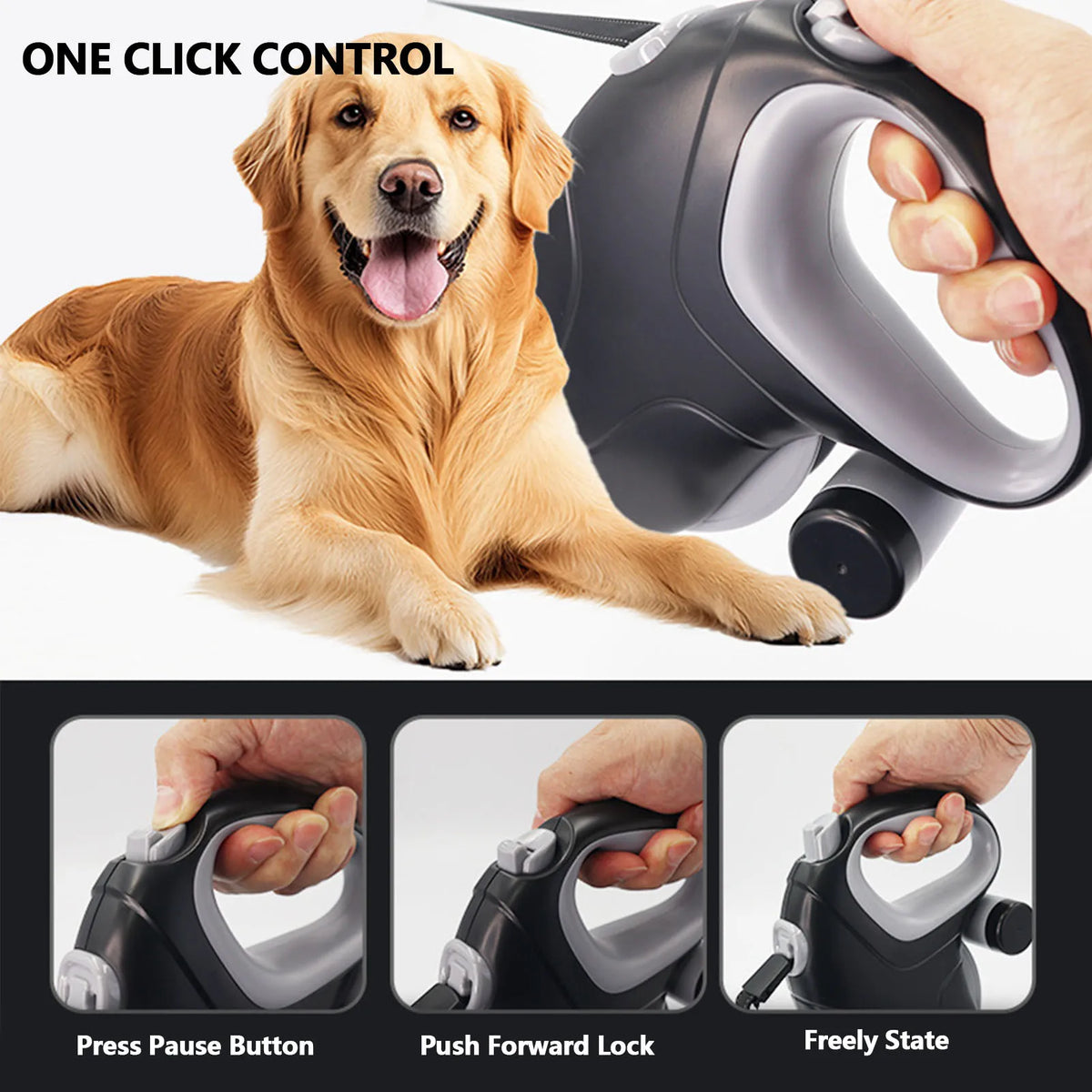 Correa extensible para perros de 10 m con portabolsitas
