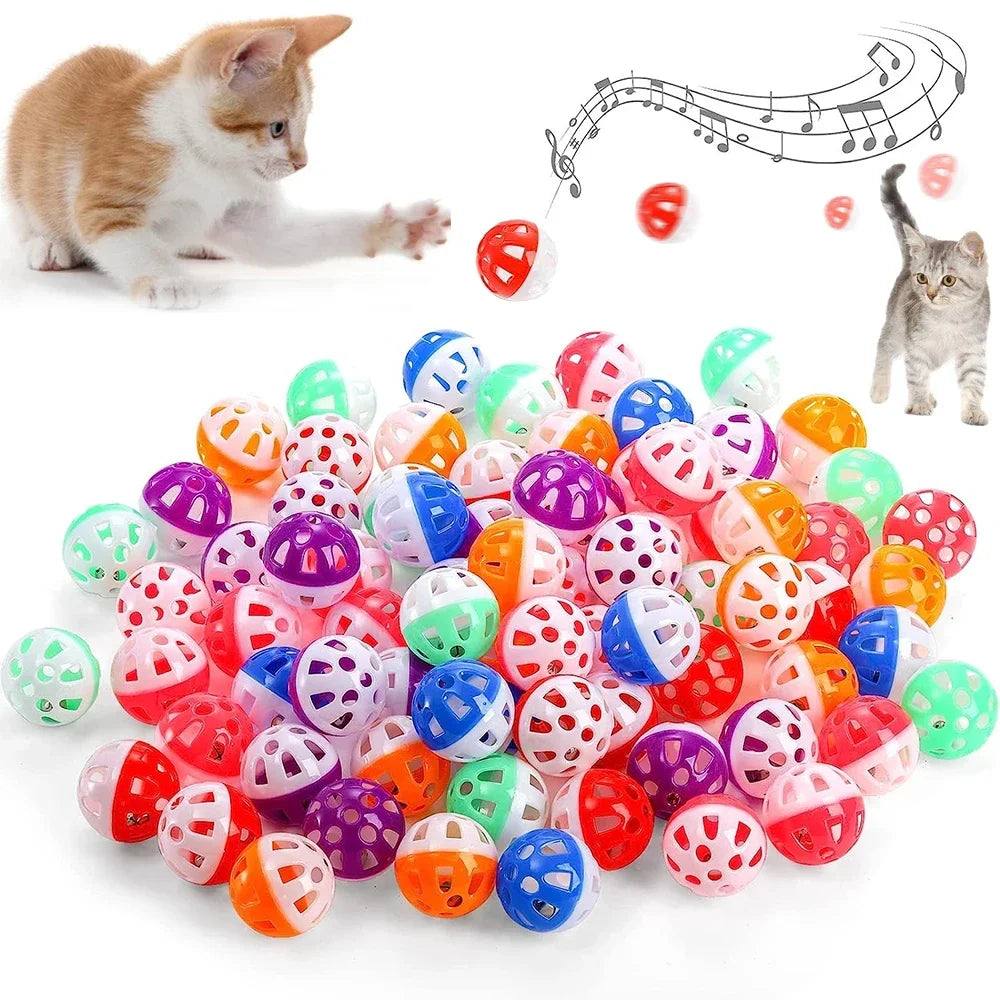Pack de pelotas de plástico con cascabel para gatos