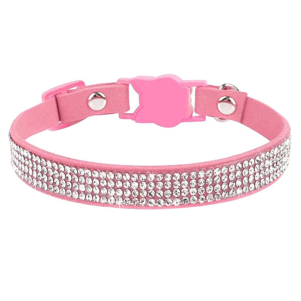Collar para gatos con strass, cascabel y cierre de seguridad
