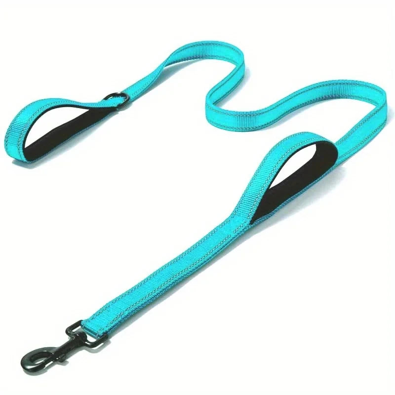 Correa de cinta para perros con doble manija de control