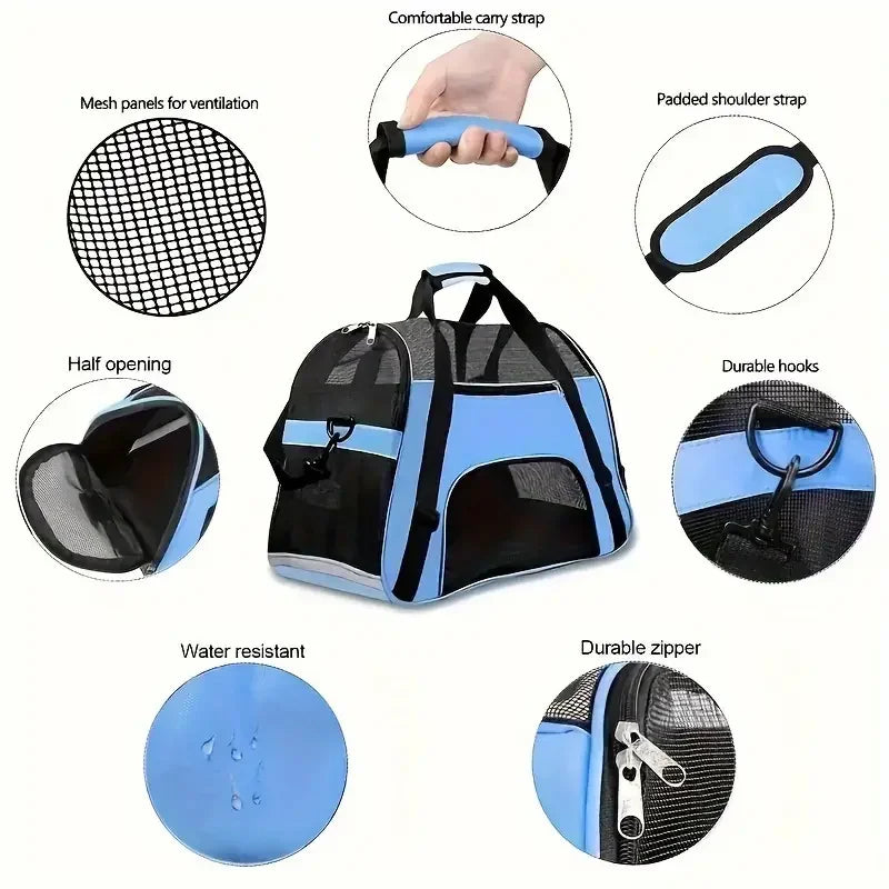 Bolso transportador plegable de nylon con ventilación