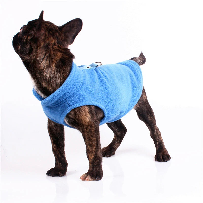 Chaleco de polar con argolla para perros pequeños y gatos