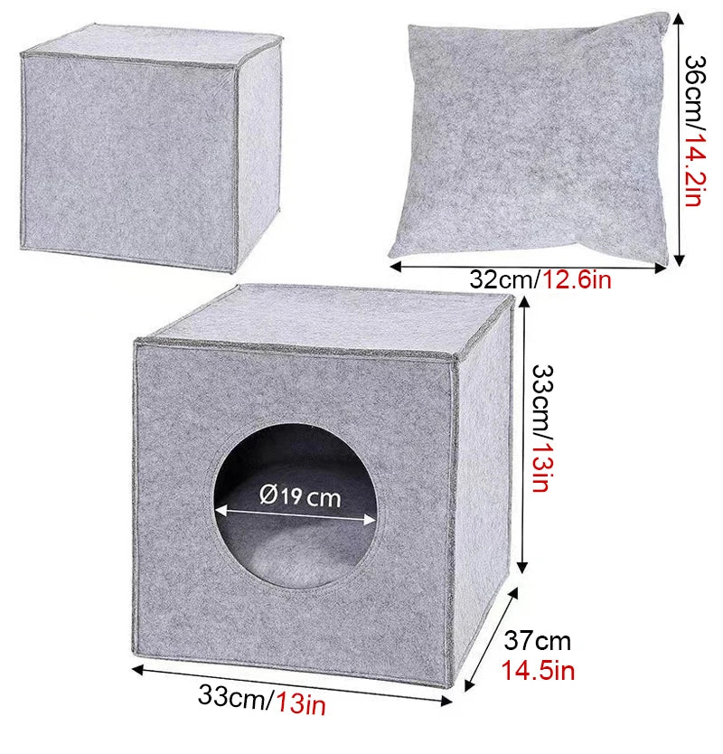 Cueva plegable de fieltro para gatos