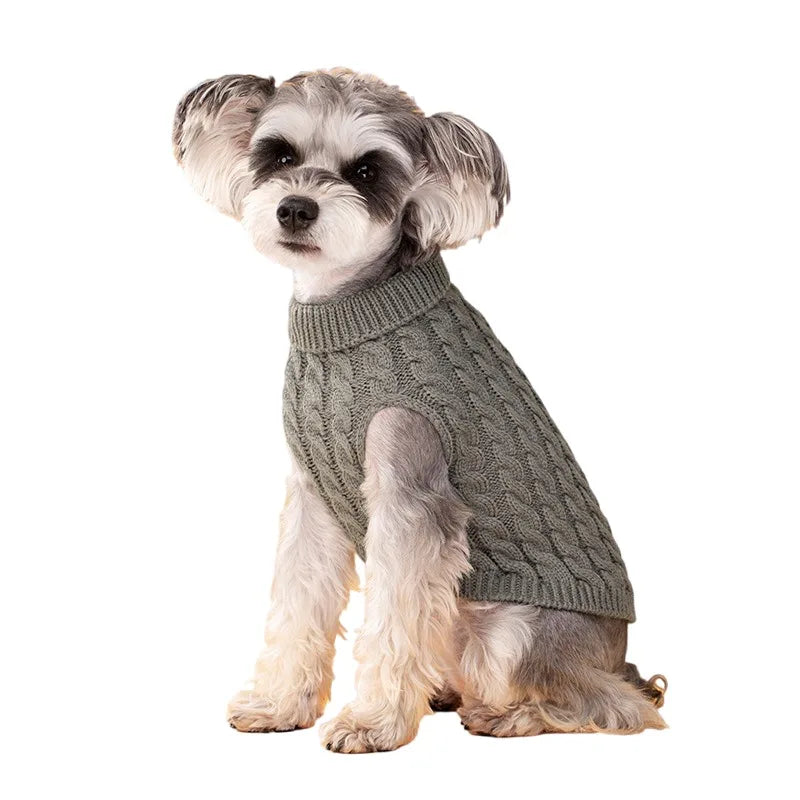 Suéter tejido de cuello alto para perros pequeños y gatos
