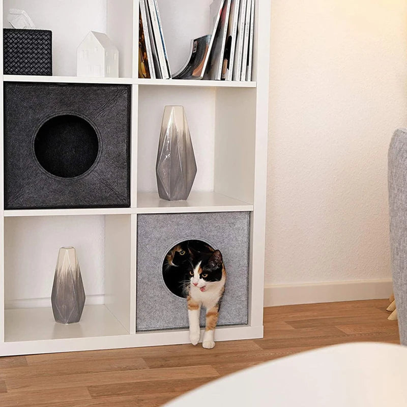 Cueva plegable de fieltro para gatos