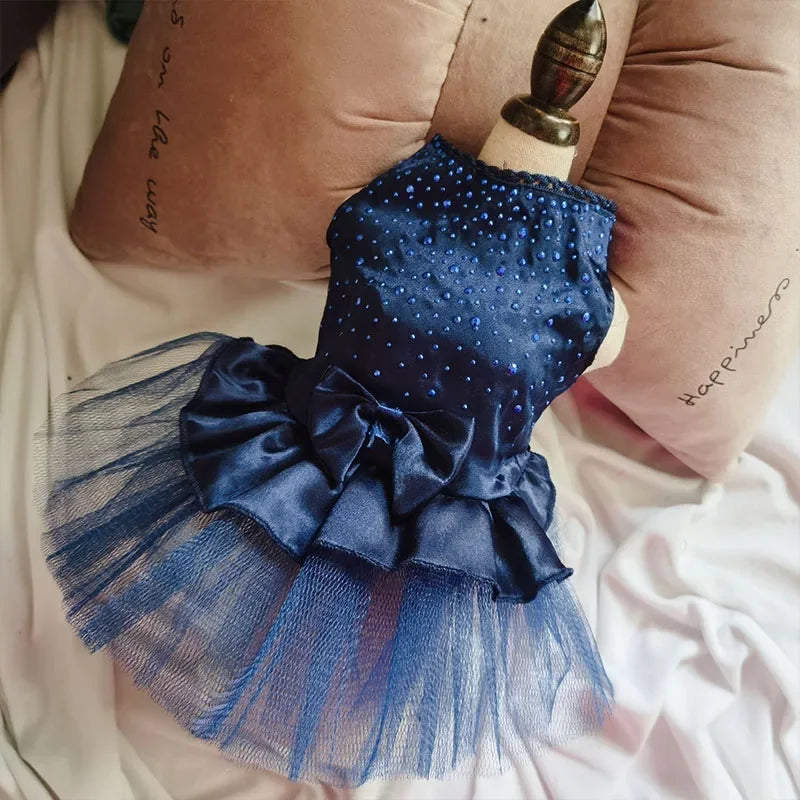 Vestido de algodón con falda para perros pequeños