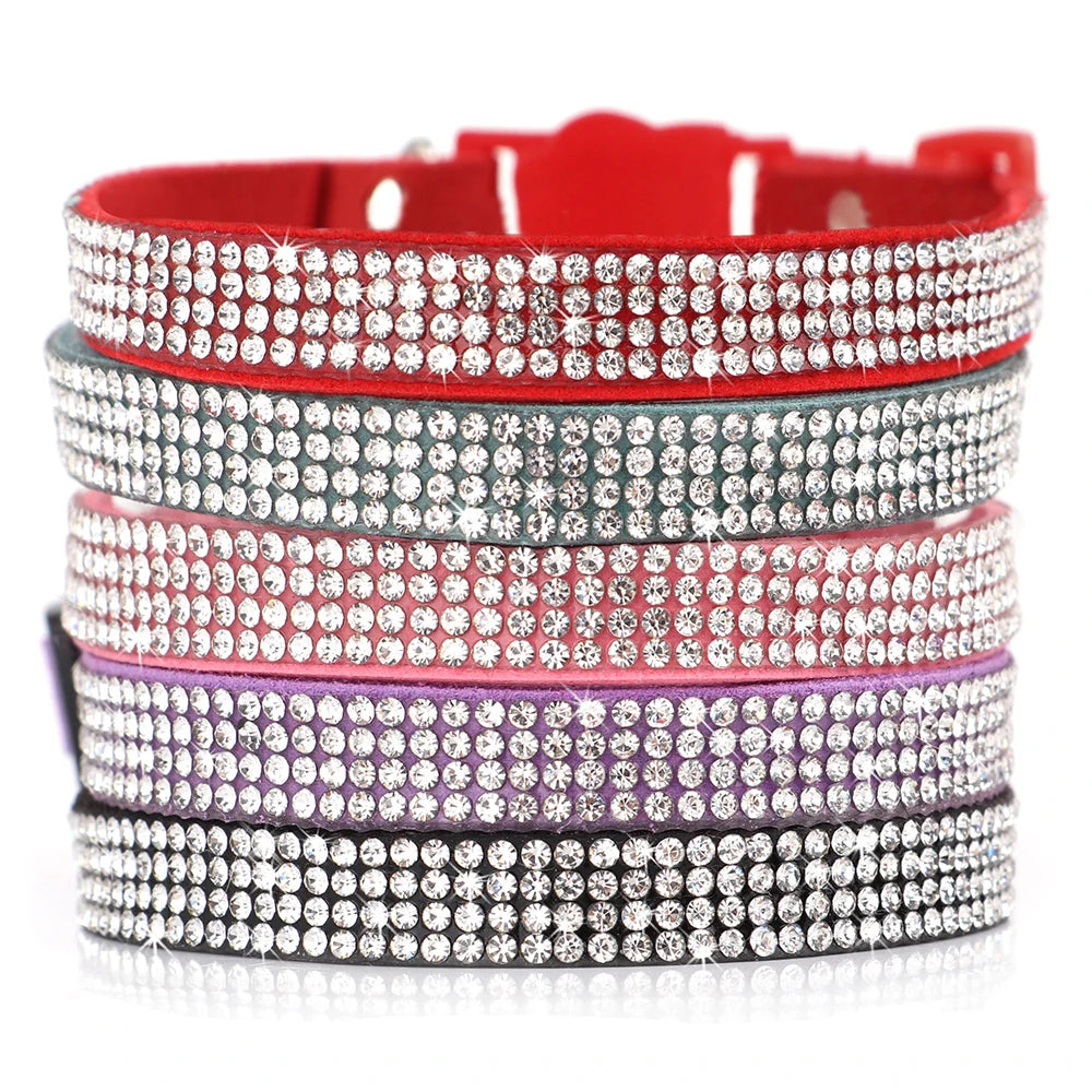 Collar para gatos con strass, cascabel y cierre de seguridad