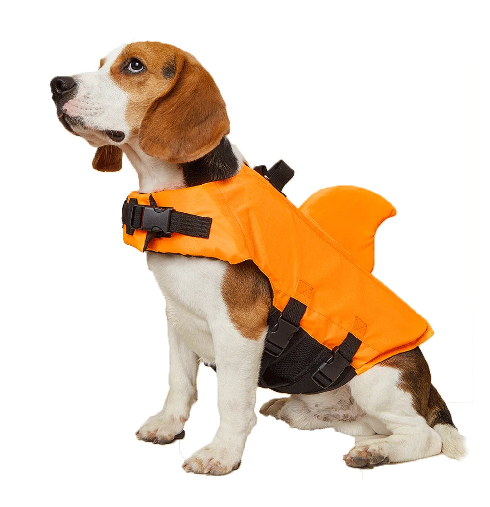 Chaleco de flotación para perros con diseño de tiburón