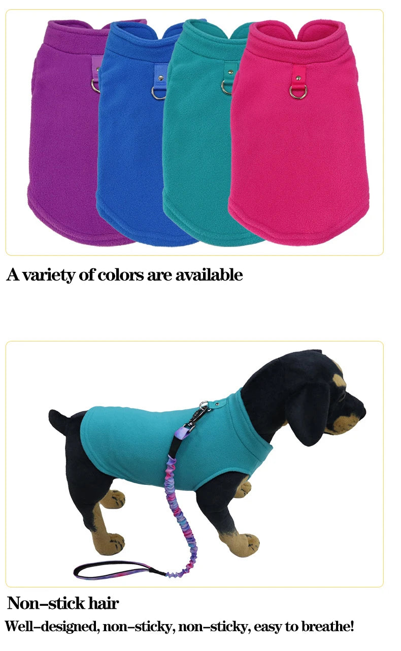 Chaleco de polar con argolla para perros pequeños y gatos