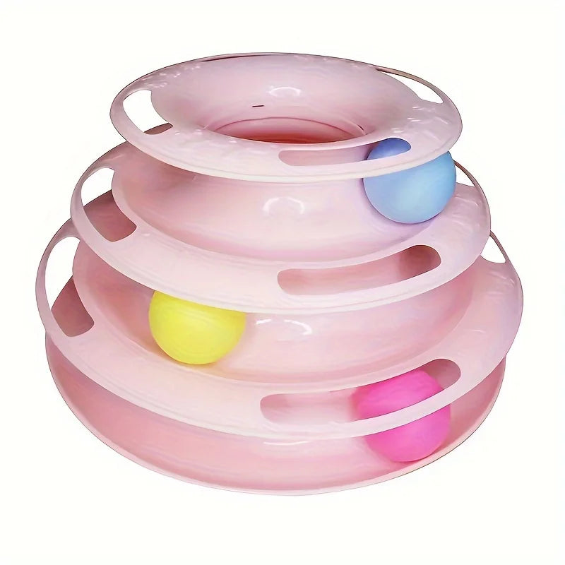 Torre de juego para gatos con pelotas y tres niveles