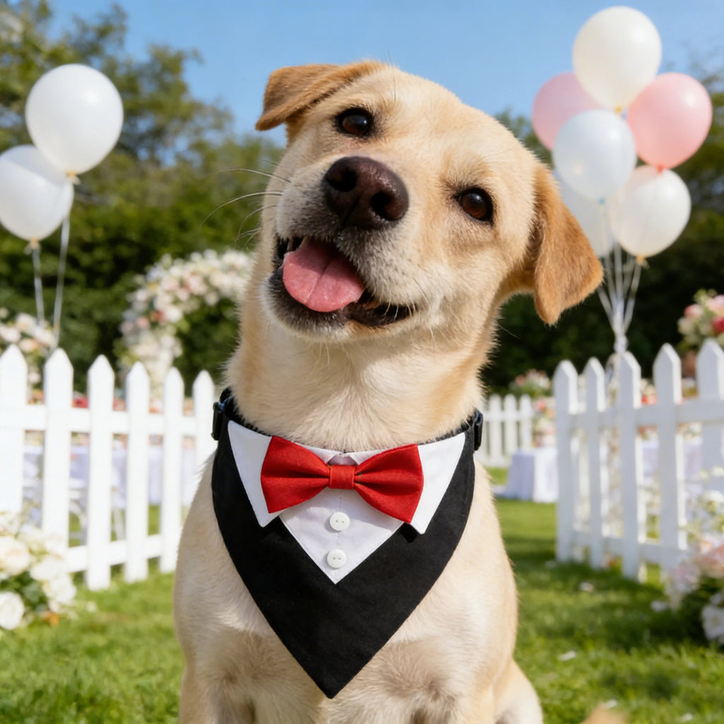 Bandana de gala para mascotas con moño ajustable