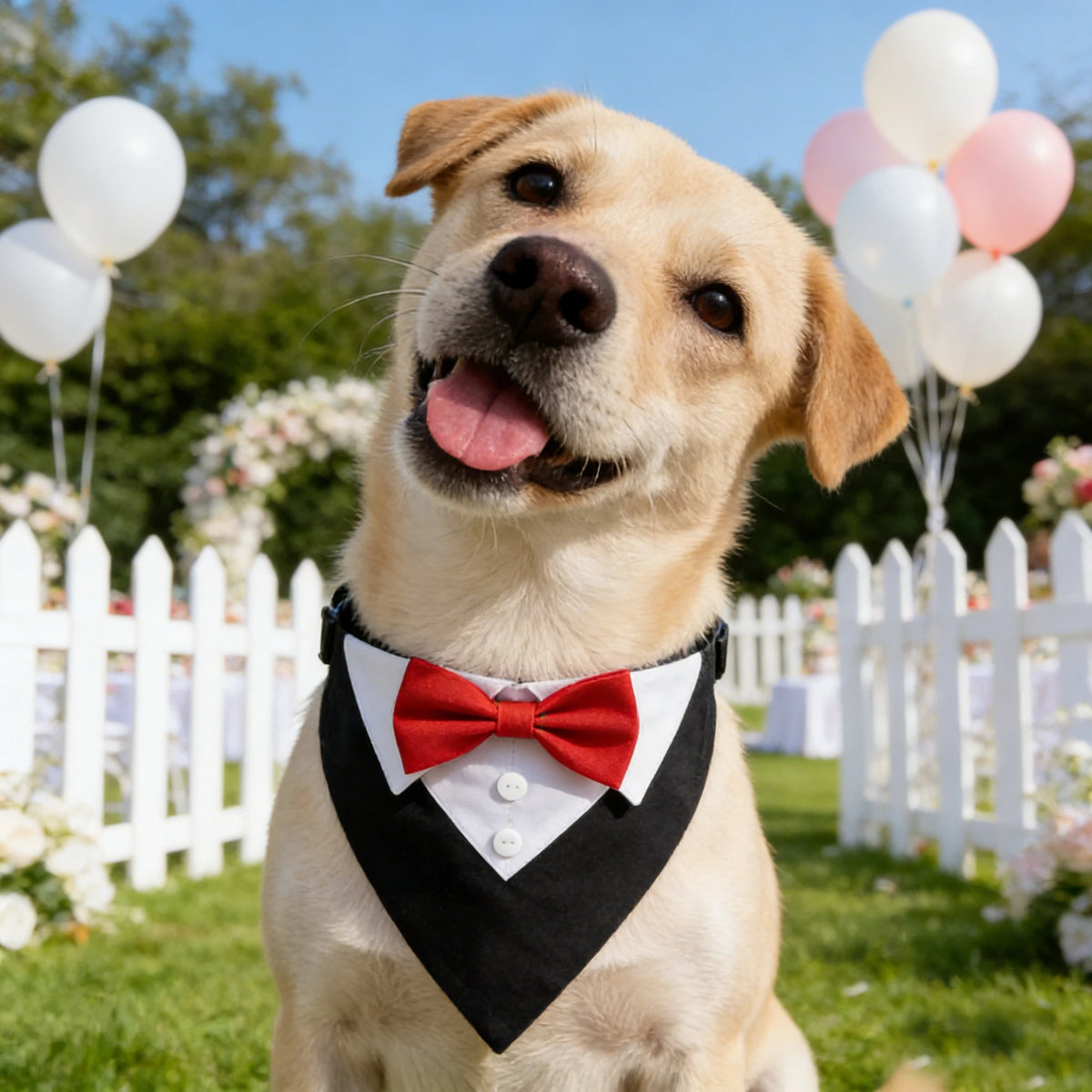 Bandana de gala para mascotas con moño ajustable