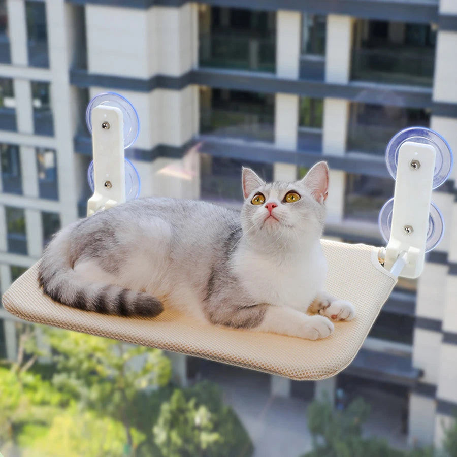 Hamaca plegable de ventana para gatos en malla o peluche