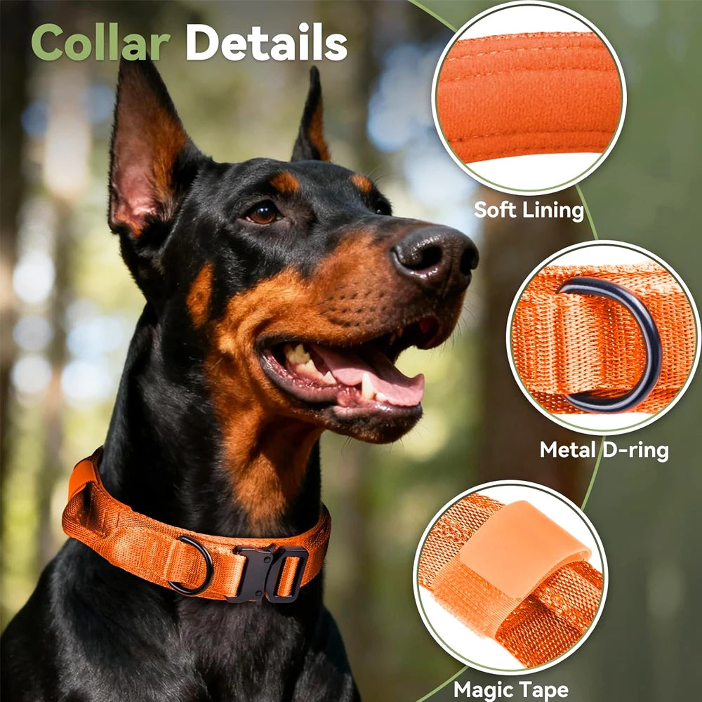 Collar ajustable para perros con asa y estilo táctico