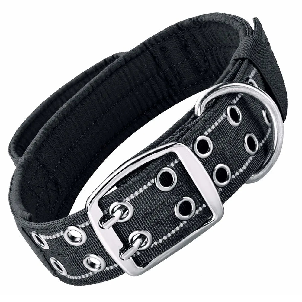 Collar táctico para perros con doble hebilla y asa acolchada