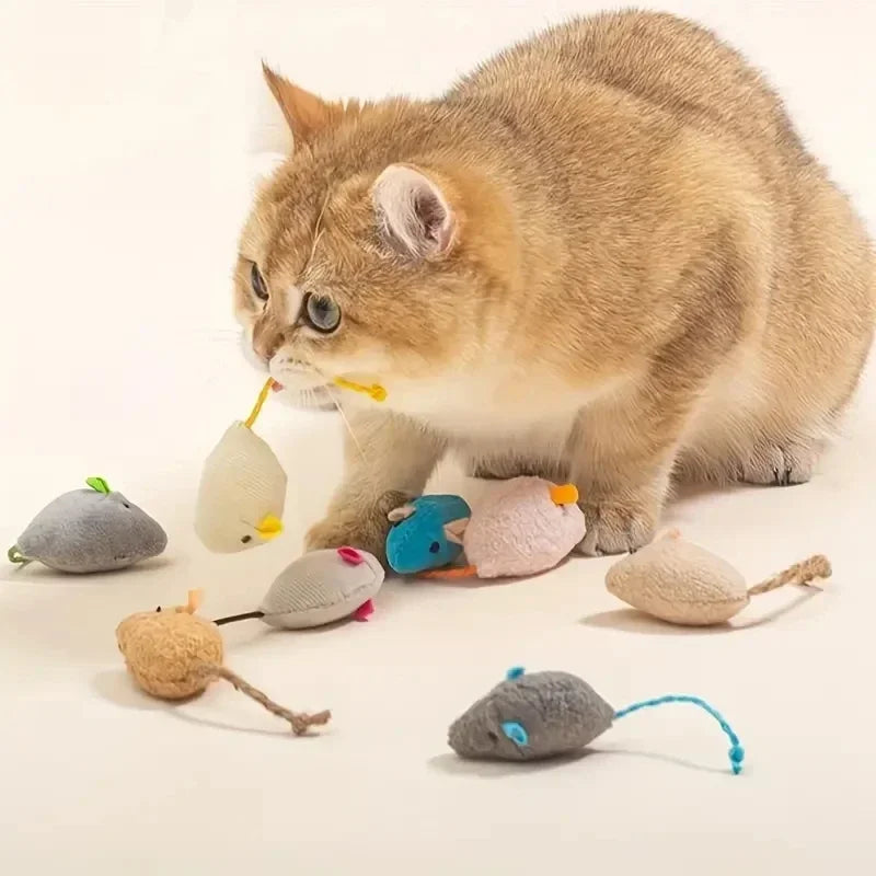 Pack de ratones de tela para gatos con catnip