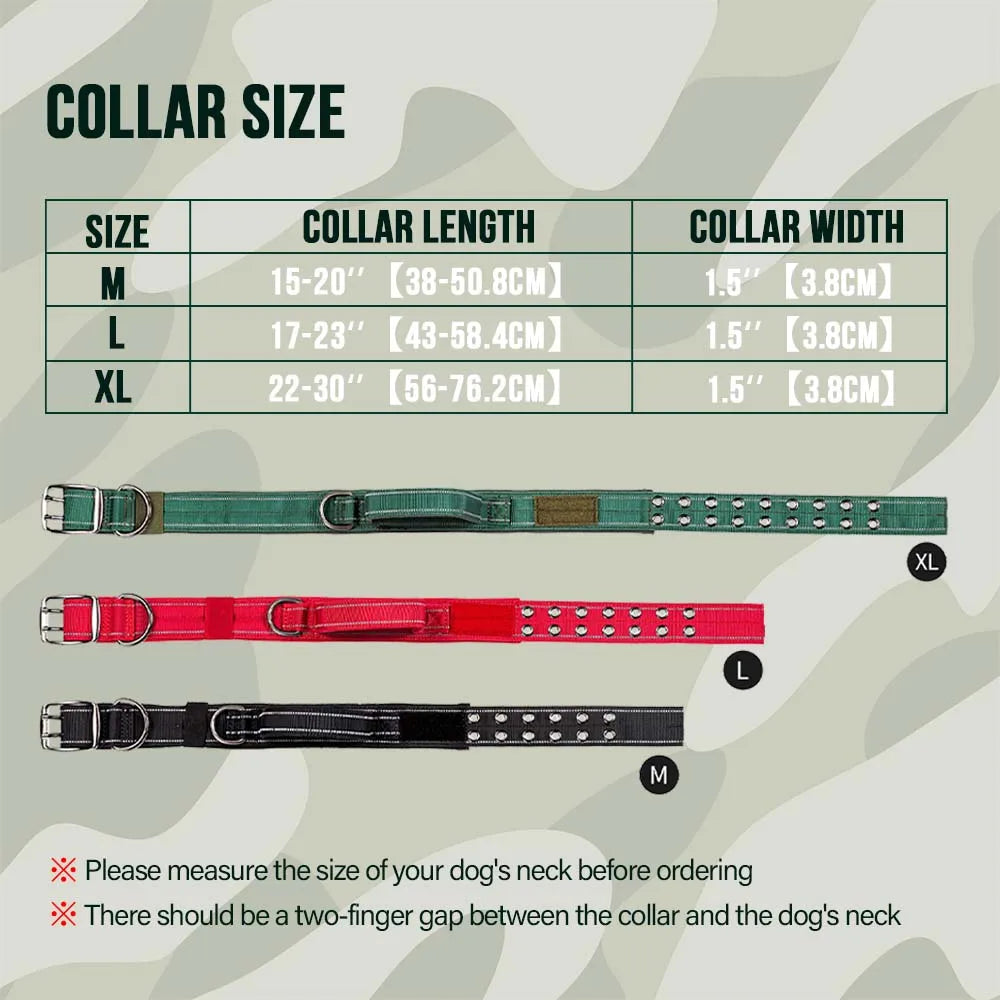 Collar táctico para perros con doble hebilla y asa acolchada