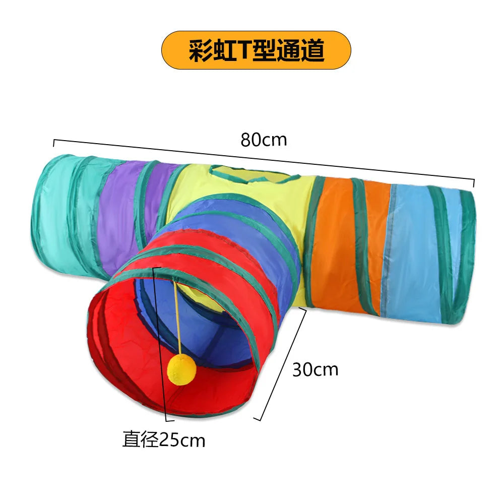 Túnel plegable de tela para juego y escondite de gatos