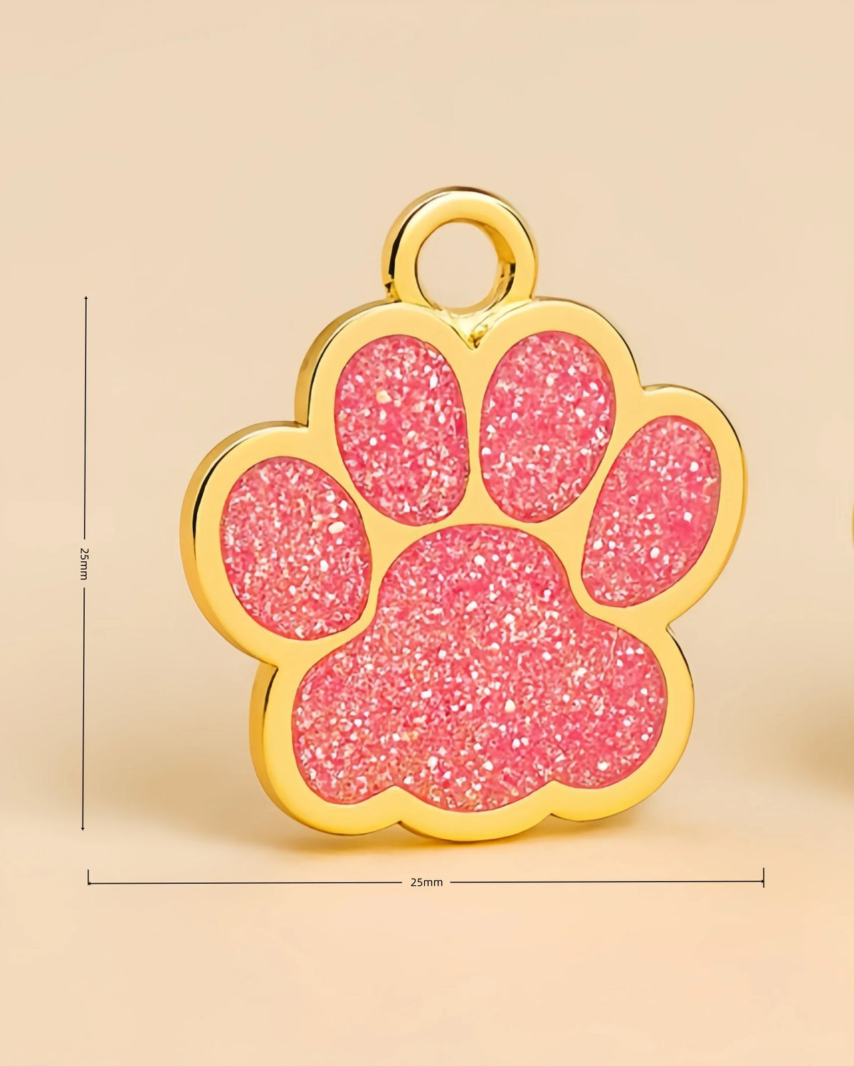 Chapita grabable para mascotas con huella y brillo